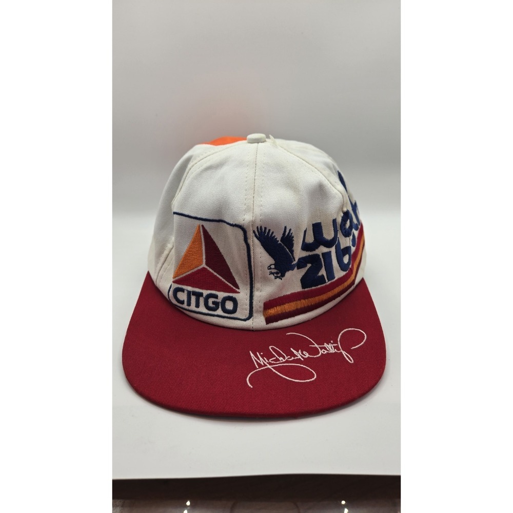 Vtg Wood Brothers Racing #21 CITGO Snapback Hat Michael Waltrip Signed Made USA